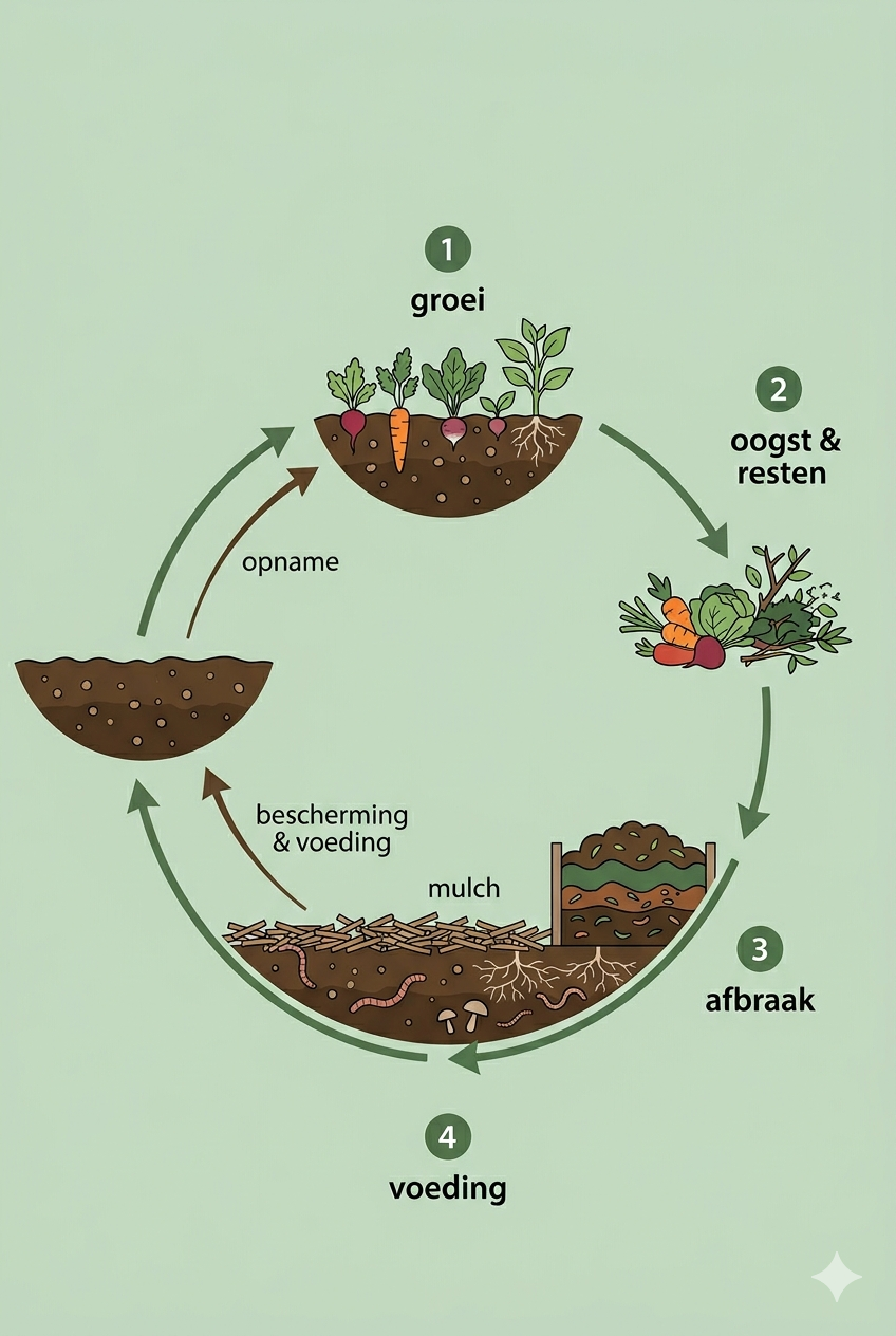 eeuwige cylcus van opbouw en afbraak van planten