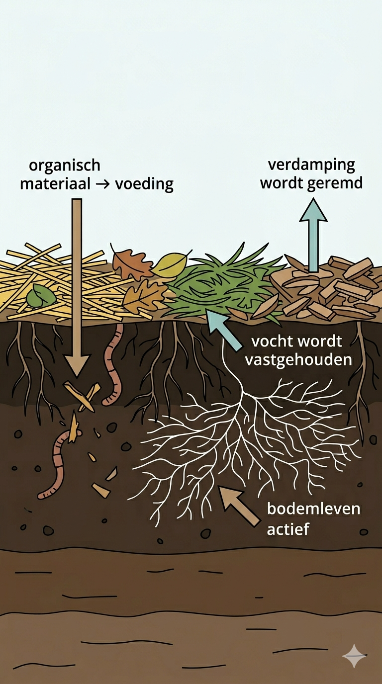 Hou je bodem zo veel mogelijk bedekt met mulch